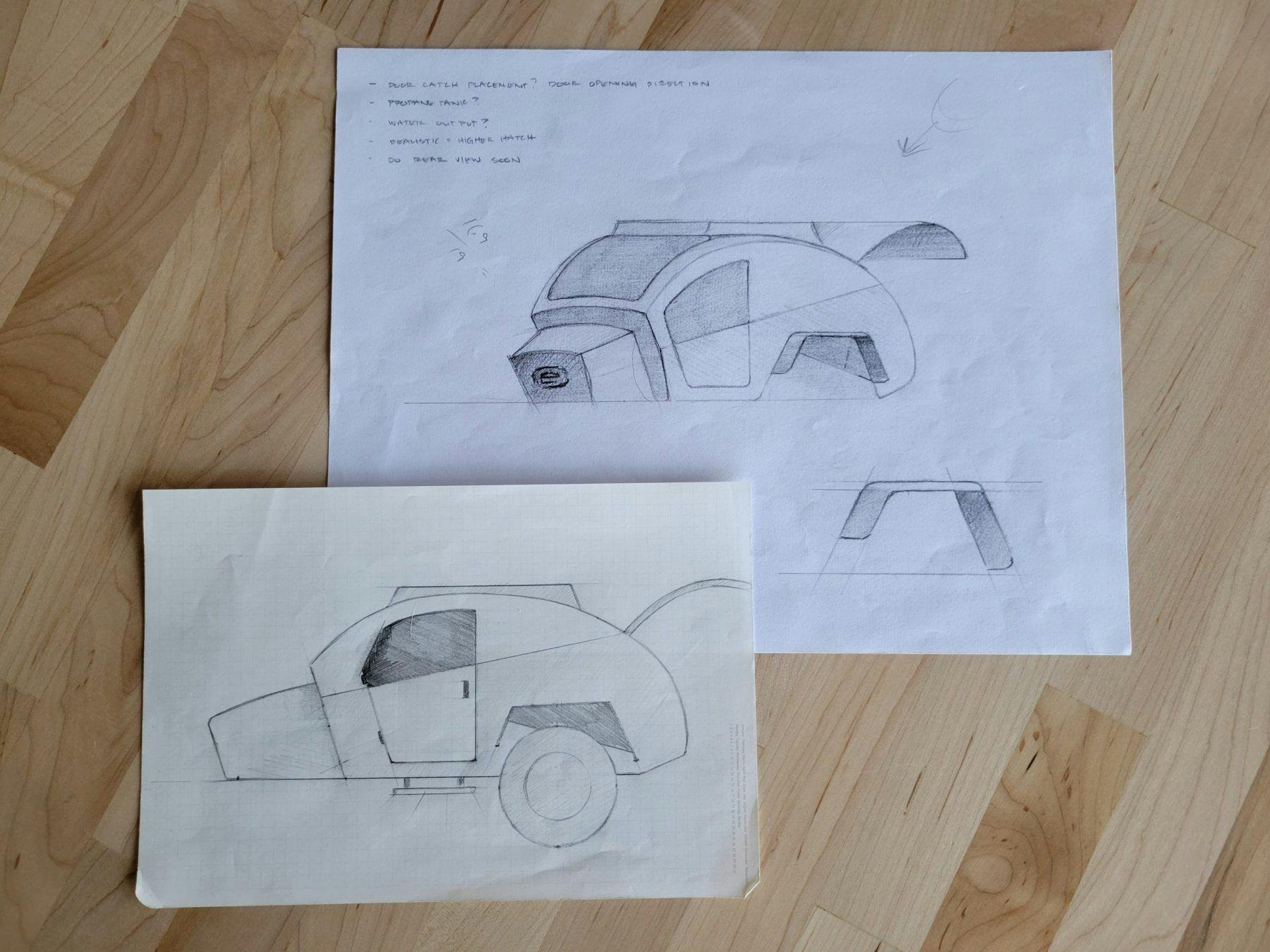 Sketches of the TOPO2 in its early development stages.