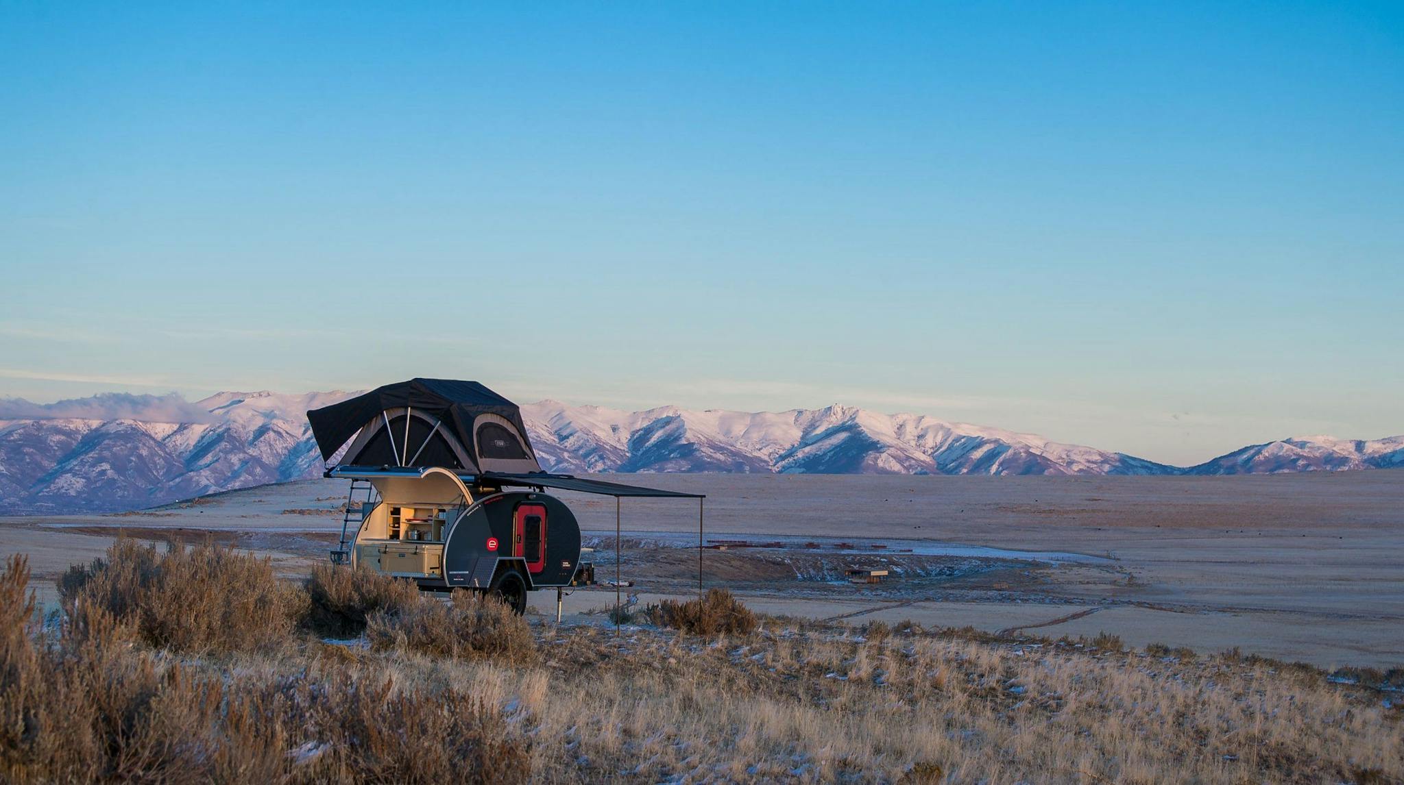 A picture of a teardrop camper at Antelope Island State Park