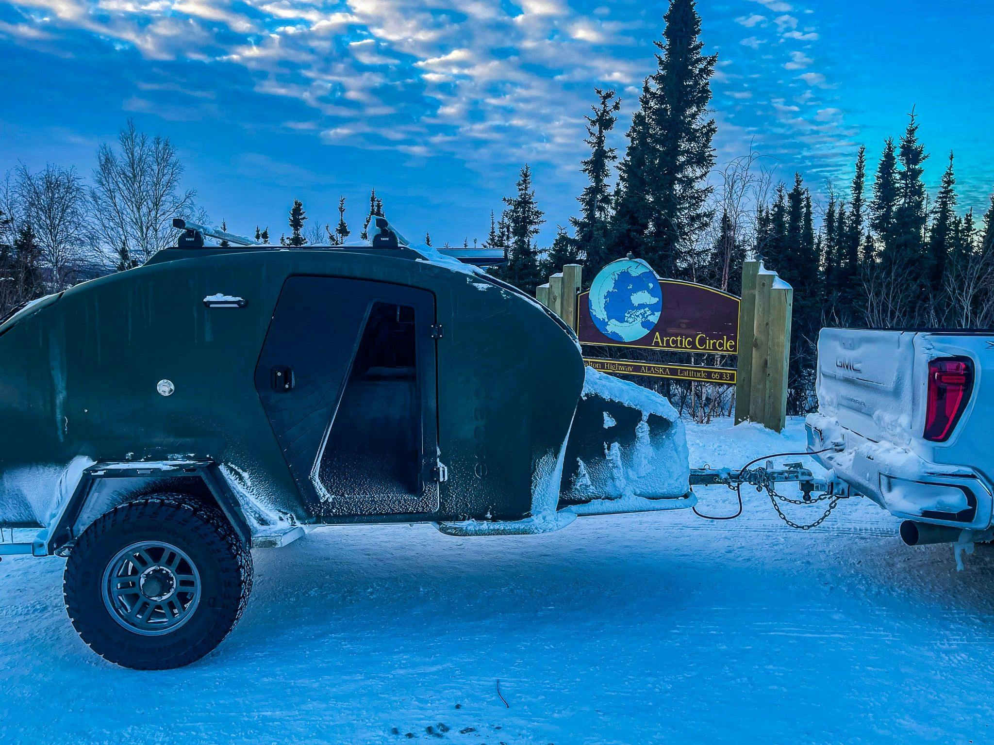 A TOPO2, an offroad camper, up camping at the Artic Circle.