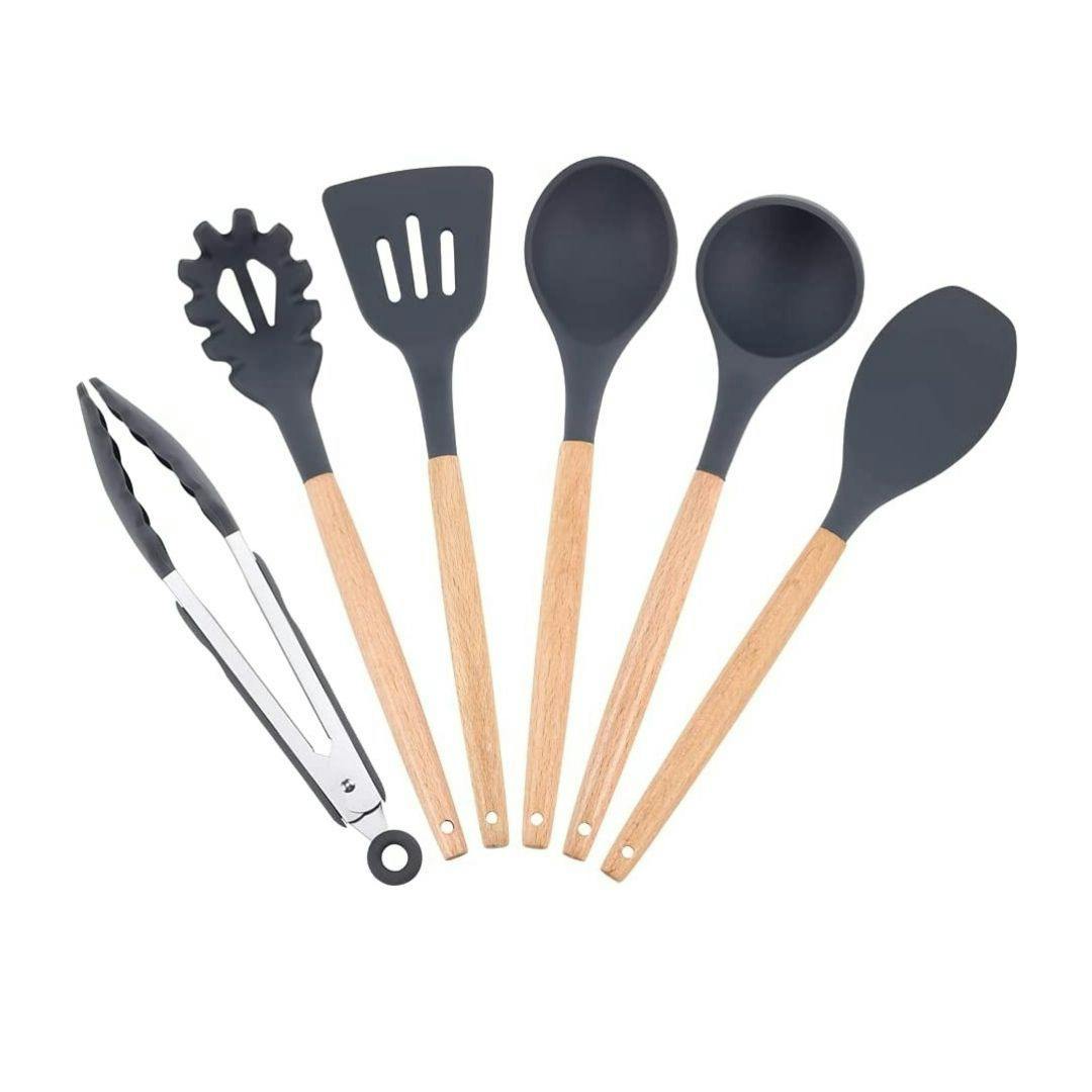 Graphic for silicone cooking tools to be used in the galley of a teardrop camper.
