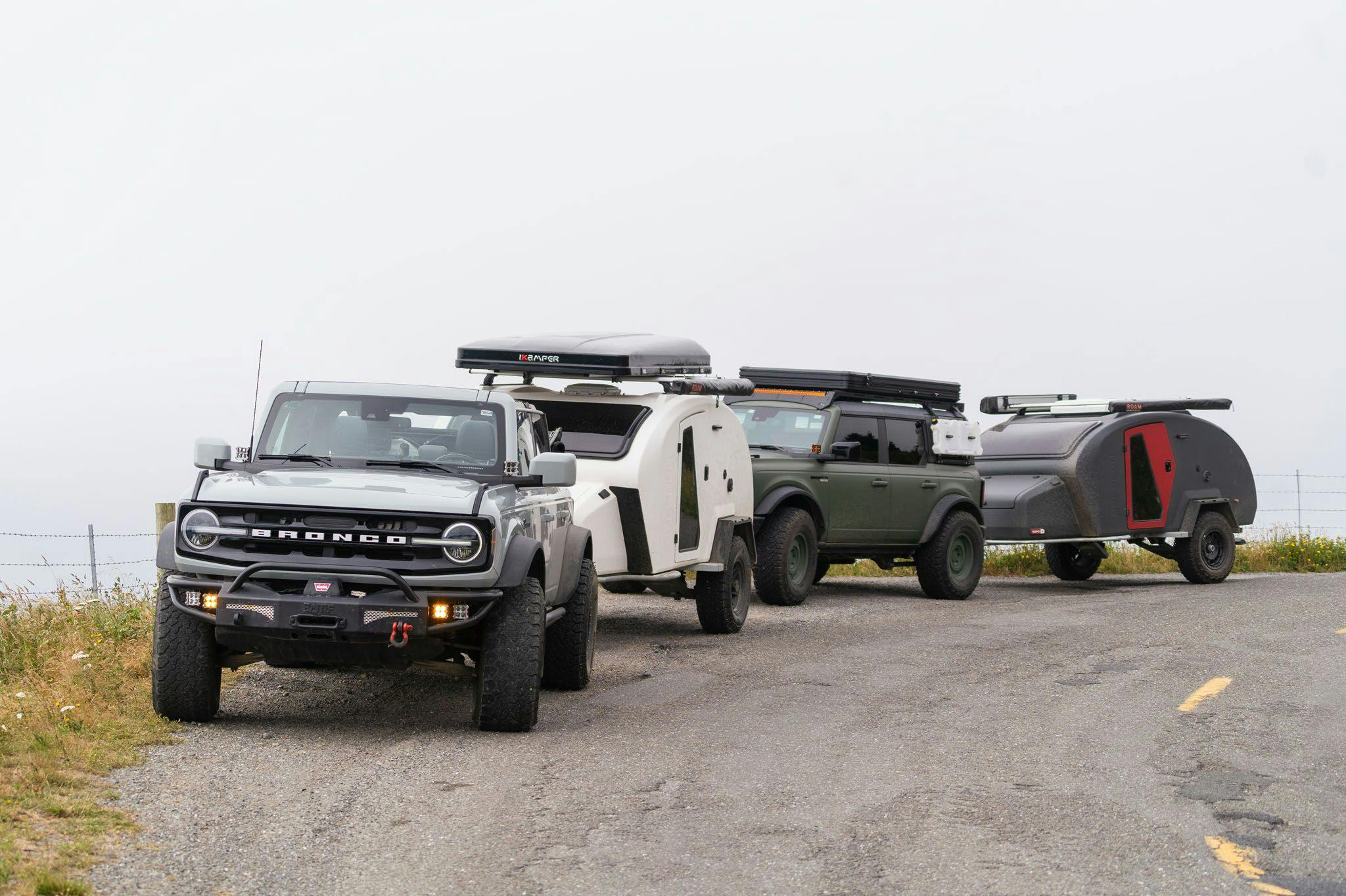 Two TOPO2 Voyagers being towed by Bronco Nations.