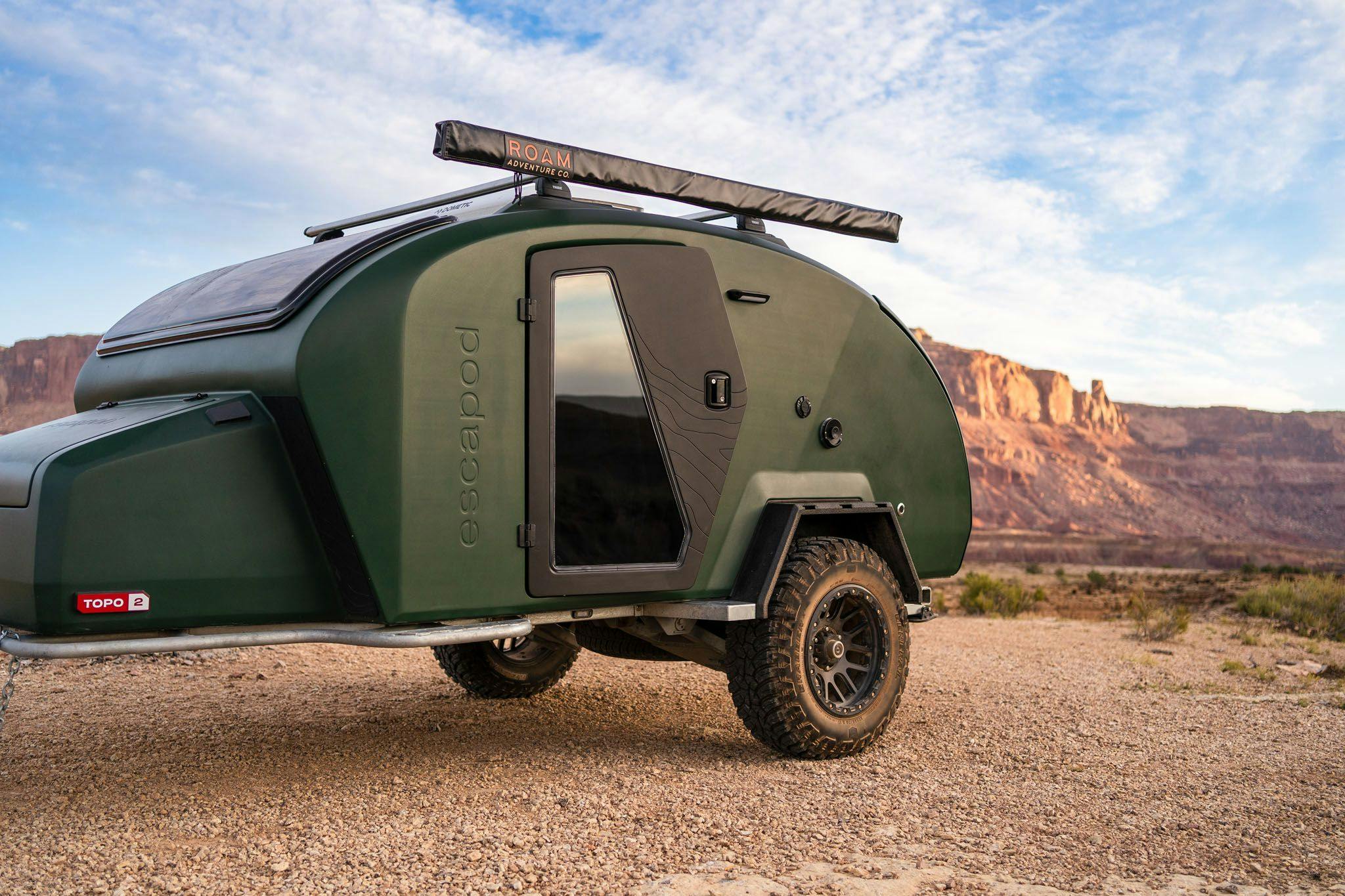 TOPO2, an offroad trailer, parked in the deserts of Utah.