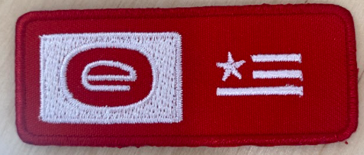 E Icon with Flag Embroidered Patch